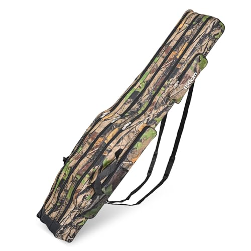 3 Layers Fishing Pole Bag,Portable 3 Layers Oxford Folding Rod Carry Case,Fishing Reel Tackle Storage Bag Case - color: Earthy yellow, size: 150cm/59in