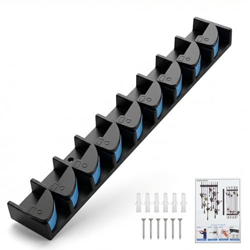 9-Rod Fishing Rod Holder Wall Mounted, Fishing Pole Holders Rack Holds Up to 9 Rods or Combos, Vertical Fishing Rod Rack Storage for Garage, Space Saving Rod Holder for Home, Shed, Basement