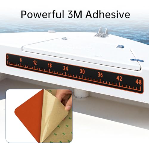 HZshark EVA Foam Fish Measuring Board, Fish Ruler with 3M Self-Adhesive Backing,48" Fishing Tape Measure for Boats Sailboats Yachts Kayaks - color: Black with Orange, size: 4.5"*48"