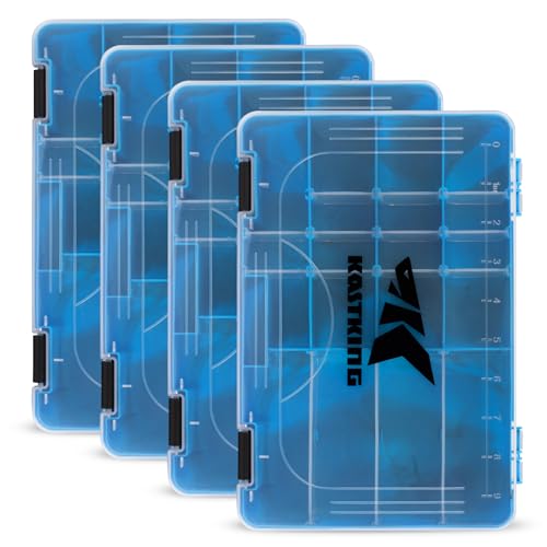 KastKing Tackle Boxes, Plastic Box, Plastic Storage Organizer Box with Removable Dividers - Fishing Tackle Storage - Box Organizer - 2 Packs /4 Packs Tackle Trays - Parts Box - color: Blue Camouflage, size: 3600(4Pack)