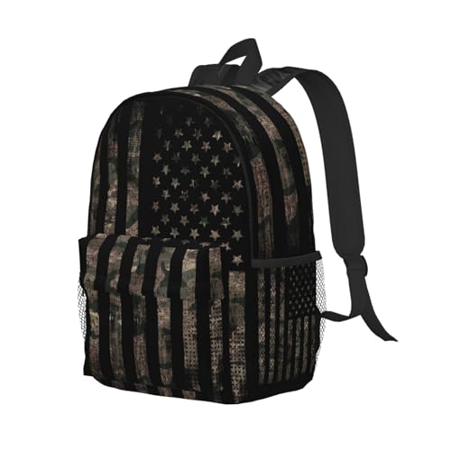Camouflage Hunting Tactical Camo American Flag 15 Inch Backpack Laptop Travel Bag For Men Women With Multiple Pockets Casual Hiking Gym Sport - color: Camouflage Hunting Tactical Camo American Flag