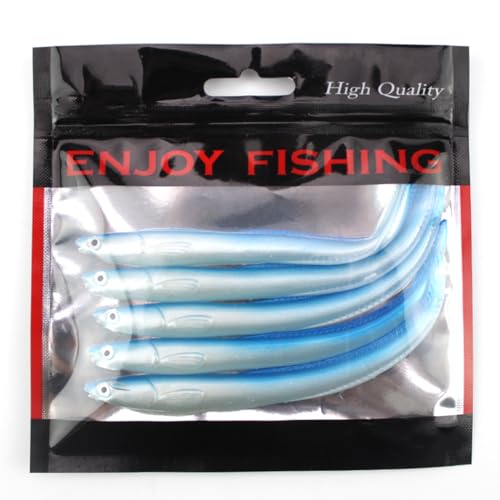 5pcs Soft Fishing Lures - Bionic EEL Artificial Baits for Bass Pike Trout Perch, Saltwater & Freshwater