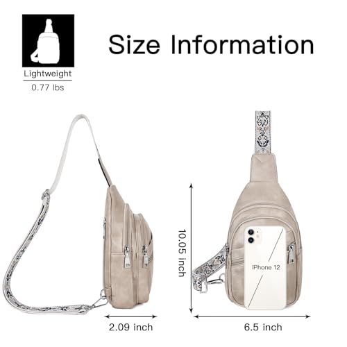 Telena Sling Bag for Women Crossbody Bags Purse for Women Vegan Leather Fanny Pack with Adjustable Strap - color: 1-cloud Grey