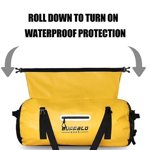 Buffalo Gear Waterproof Duffle Bag 40L 60L 80L Roll-top Dry Bag Heavy Duty Waterproof Duffel Travel Bag for Kayaking Rafting Boating Fishing Camping - color: Yellow, size: 80L