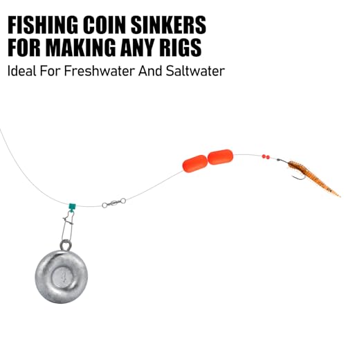 Dr.Fish Fishing Coin Sinkers Lead Fishing Weights Disc Weights No Roll Freshwater Saltwater River Bank Surf Fishing Catfishing - size: 4oz/10 Pack