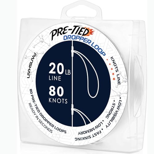 20 lb Pre-Tied Dropper Loop Knots Line. Fishing Line Spool. Loops 16 Inches Apart with 5.5 Inch Loop Size. Perfect for Saltwater & Freshwater Fishing, Snapper & Other Bottom Feeding Fish