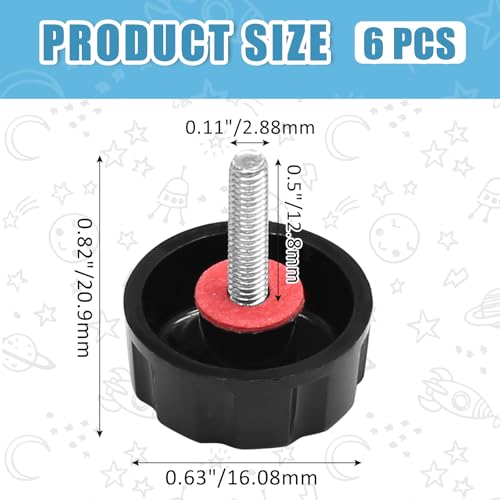 6 PCS Universal Fishing Reel Handle Screw Caps, Fishing Reel Replacement Parts Black Screws Nuts Caps for Spinning Reel Handles