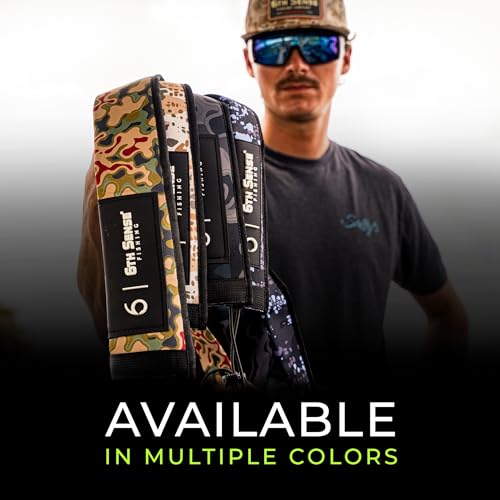 6th Sense ProSix Rod Sleeve – Hook-Resistant Neoprene Covers for Superior Durability, Color-Coded Rod Storage or Organization, Floating Material (Tropic Woods - Marshwater, Spinning)