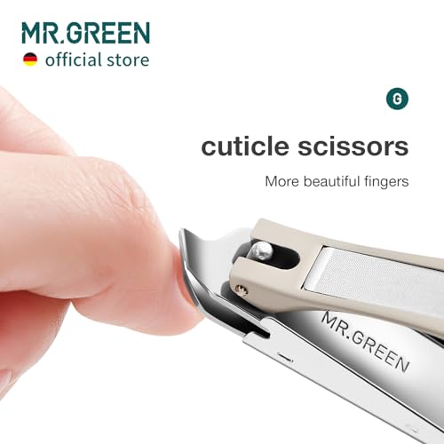 MR.GREEN Slanted Edge Nail Cutting Clippers Cuticle Nippers Tool Stainless Steel Dead Skin Oblique Tip Trimmer Manicure Scissors (Mr-1127+Glass File) - color: Mr-1127 + Glass File