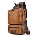 Genuine Leather Sling Bag for Men Women Shoulder Backpack Satchel Crossbody Chest Casual Outdoor Daypack - color: #06brown