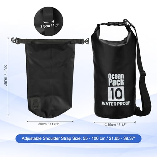 Waterproof Dry Bag, 10L Fit for Women Men Water Proof Bags Lightweight Dry Storage Floating Backpack with Whistle for Travel Backpacking Boating Kayaking Camping (Black) - color: Black, size: 10L