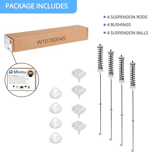 W10780045 NTW4516FW3 NTW4516FW2 WTW4816FW2 Washer Suspension Rod Kit Replacement for Amana Kenmore Roper Whirlpool Dryer Parts, Fits WTW4800BQ1 NTW4605EW0 NTW4516FW1 RTW4516FW2 Washer Suspension Kit