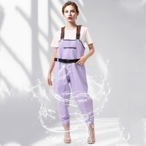 PVC Insulated Chest Waders for Women/Girl,Waterproof Duck Hunting Fishing Waders,Womens Fishing Wader with Boots - color: Pink, size: 9