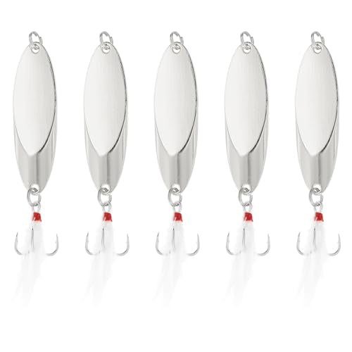 PATIKIL Fishing Spoons Fishing Lures Casting Spoon Treble Hooks Jigs Hard Metal Spinner Baits for Freshwater Saltwater - style: 1/5oz