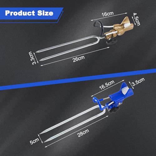 Two-Piece Fishing Rod Stand Set (Including 6 Alarm Bells),360-degree Adjustable Shore Fishing Ground Plug