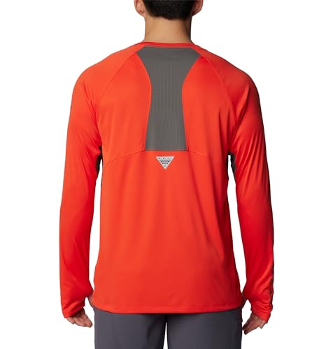 Columbia Men's Terminal Tackle Vent Long Sleeve - color: Bright Poppy/City Grey, size: X-Small
