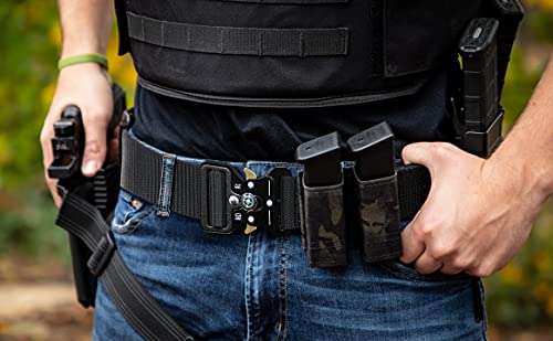 DOOPAI Tactical Belt for Men, 3Pack Military Nylon Web with Heavy Duty Quick Release Metal Buckle - color: 22-1 Black/Green/Brown With Compass, size: 28-42 Waist Adjustable 125 cm (3 Pack)