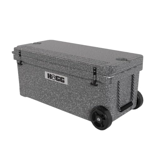 Hogg Rotomolded Coolers, Ice Chest with Wheels, Wheeled Cooler, Rotomolded Ice Chest, Dry Storage, Fishing and Camping Items, Birthday Gifts for Men - color: Frosted Gray, size: 110qt