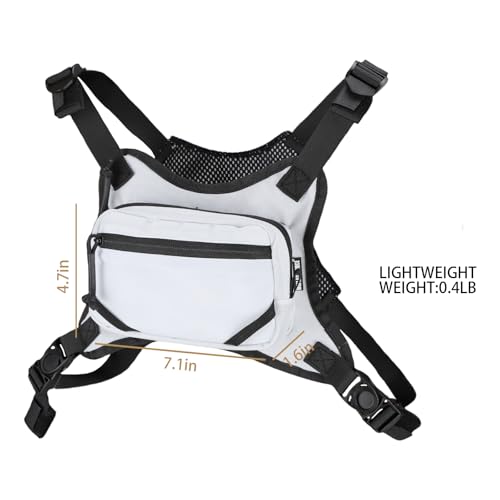 MGFLASHFORCE Chest Bag for Men and Women, Chest Rig Pack Front EDC Pouch Running Vest Phone Holder for Workout, Hiking and Outdoor Sports (White) - color: White