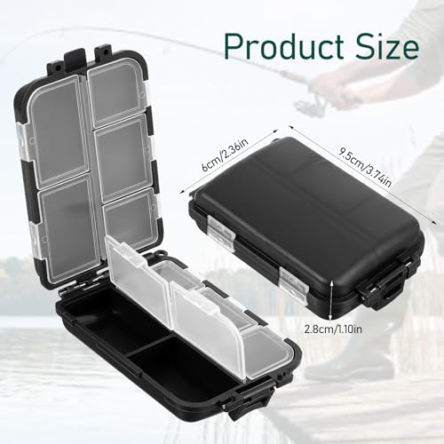 4pcs Pocket Tackle Box, Mini Hard Plastic Tackle Boxes, Small Fishing Tackles Box for Fishing Storage Containers, Kayak Fly Boxes Black
