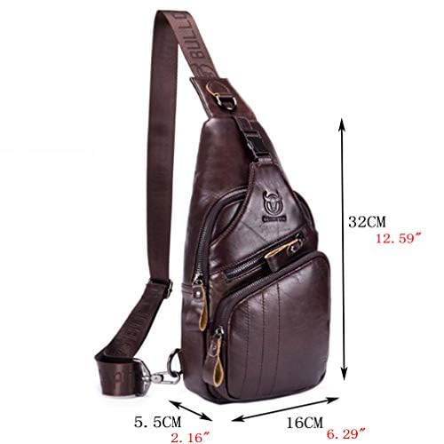 Hebetag Leather Sling Bag Crossbody Backpack for Men Women Outdoor Travel Shoulder Chest Pouch Casual Hiking Pack Casual Daypack - color: #04coffee