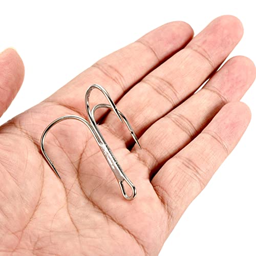 PATIKIL Treble Fish Hooks, Carbon Steel Sharp Round Bend Hook Triple Barbed Hook for Freshwater Saltwater - color: White, size: 45mm/1.77"