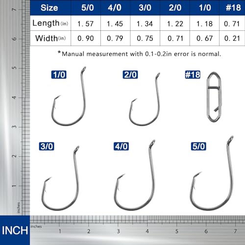 Circle Hooks Freshwater Saltwater Fishing Hooks 2X Strong High Carbon Steel Offset Catfish Fishing Hooks, Variety of Different Sizes - color: 160pcs hooks clips kit