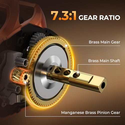 KastKing Lethal Blaze Baitcasting Fishing Reel, 7.3:1 High-Speed Gear Ratio, Low-Profile Baitcaster, Lightweight Glass Fiber-Infused Nylon Frame, Freshwater & Inshore Bass Fishing Reel - color: Left- Shiny Orange- 7.3:1