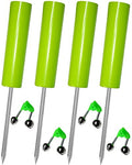 Fishing Rod Holder, 4 Pack Fishing Pole Holders Ground, Rod Holders for Bank Fishing, Beach Support Stand Reinforced PVC, 4 Free Alarm Bells - style: Green
