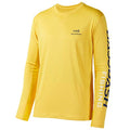 BASSDASH Fishing T Shirts for Men UV Sun Protection UPF 50+ Long Sleeve Tee T-Shirt - color: Amber/Dark Blue Logo, size: Small