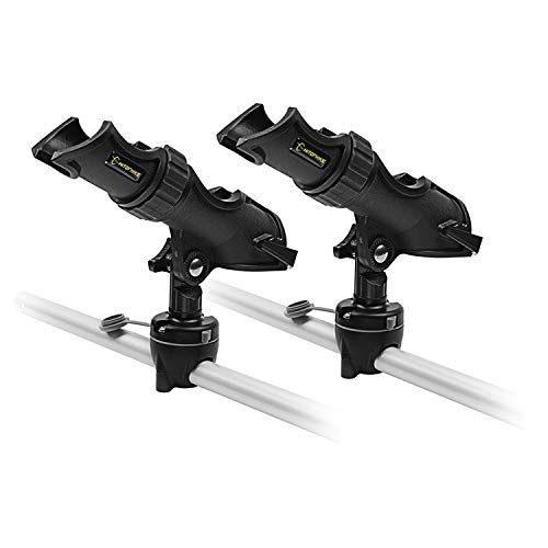 HITORHIKE Fishing Rod Holder Universal Fit Kit Allows for 360-degree Adjustment Kayak Fishing Boat Powerlock Rod Holder - style: Fishing Rod Holder X2+rail Mount X2
