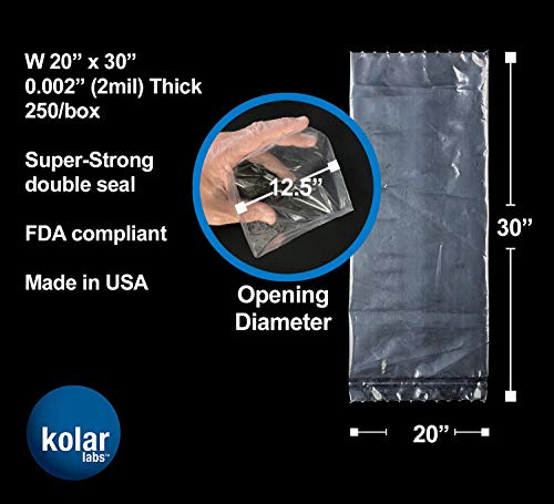 RESILIA Plastic, Leak-Proof Shipping Bags for Live Fish - 20" x 30" 2 Mil, 0.002 Inch, Double Bottom Seal, for Freshwater & Saltwater Fish, Case of 250 - size: 250 count