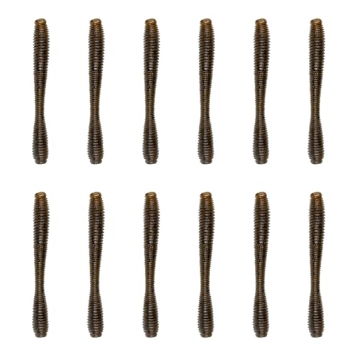 6th Sense – Bounce Worm Bass Fishing Lure Soft Plastic Worm for Wacky Neko Drop Shot Texas Rig - color: Green Pumpkin, size: 3in. (12/pk)
