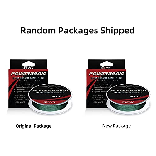 RUNCL PowerBraid Fishing Line 4/8/9 Strands, Braided Fishing Line 300/500/1000Yds - Seamless Weaving Tech, Enhanced Coating Tech, Zero Stretch, High Sensitivity, Smaller Diameter - Braid Line 15-115LB - color: Moss Green, size: 20LB-500yds(4 Strands)