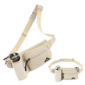 Waist Pack with Water Bottle Holder for Men Women Waist Bag Running Waist Pack Waterproof for Outdoor Travel Cycling Climbing Walking Fit All Phones (Bottle Not Included) (Beige) - color: Beige