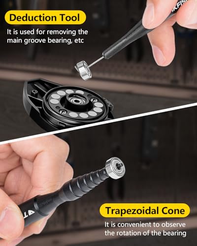 THKFISH Fishing Reel Maintenance Kit, Reel Repair Tool Kit, Fishing Reel Cleaning Set with Spool Pin Remover and 28 in 1 Screwdriver or 38 in 1 Electric Screwdriver - color: Black-Manual screwdriver