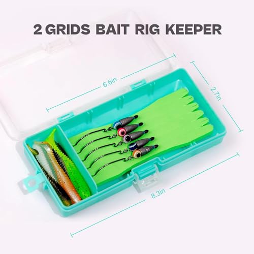 Texas Rig Kit 10 PCs 3/16 1/4 3/8oz with Paddle Tail Swimbaits and Reusable Bait Rig Keeper Case, Quick-Fishing Bass Fishing Lures Kit - color: 3/16oz,1/0 - 10Pack
