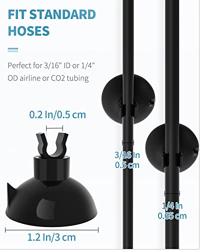 Pawfly Aquarium Suction Cup Clips for Standard 3/16" ID Airline Tubing Black Air Hose Holder Clamp Accessories for Fish Tank Aeration Setup, 20 Pack - color: Black