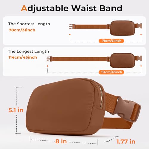 Belt Bag Zipper Fanny Pack Crossbody Bags for Women,Fashion Nylon Waist Packs, Water Repellent Two Way wear with Adjustable Strap Gifts for Teenage Girls Women Men(Brown) - color: Brown