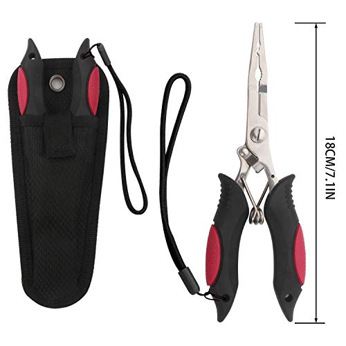 Hikary Long Nose Fishing Pliers,Ice Fishing Gear,Stainless Steel Hook Remover Braid Cutter Rustproof Fishing Multi-Tools Fishing Gripper for Freshwater Saltwater - color: Yellow-7 Inches