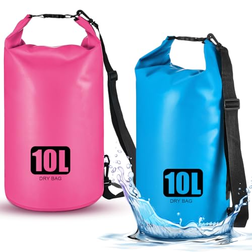 Aliceset 2 Pcs Waterproof Dry Bag 20L/10L Floating Dry Backpack Bags for Travel Pack Waterproof Backpack for Kayaking Rafting Boating Swimming Hiking Fishing(10 L) - size: 10 L