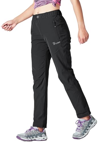 Rdruko Women's Hiking Pants Lightweight Quick Dry Water Resistant Outdoor Travel Fishing Pants with Pockets - color: Black, size: XX-Large
