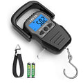 HEETA Fish Scale with Backlit LCD Display, Up to 110lb/50kg Digital Portable Hanging Fish Weight Scale with Hook & Measuring Tape for Home, Farm, Outdoor, Hunting, Fishing, 2 AAA Batteries Included - color: Black