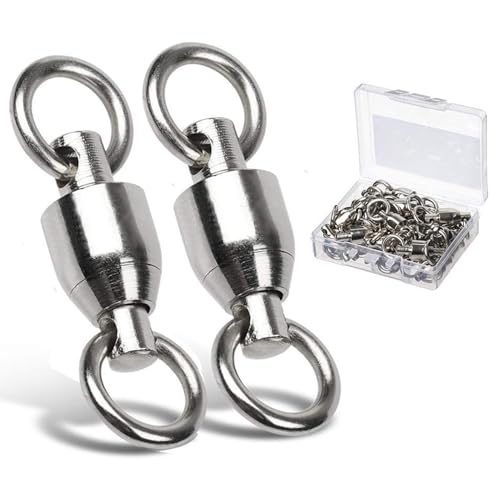 AMYSPORTS Ball Bearing Swivels Connector High Strength Stainless Steel Solid Welded Rings Barrel Swivels Saltwater Freshwater Fishing - size: Size0 (31lb) 25 pcs