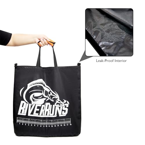 Riverruns Heavy-Duty Fish Weigh-In Bag with Detachable Mesh Liner, 23.6 x 22.4 Inches Leak and Rip Resistant Fish Bag with Measuring Scale and Detachable Shoulder Strap - style: Weigh in Bag (Not Include Mesh Bag)