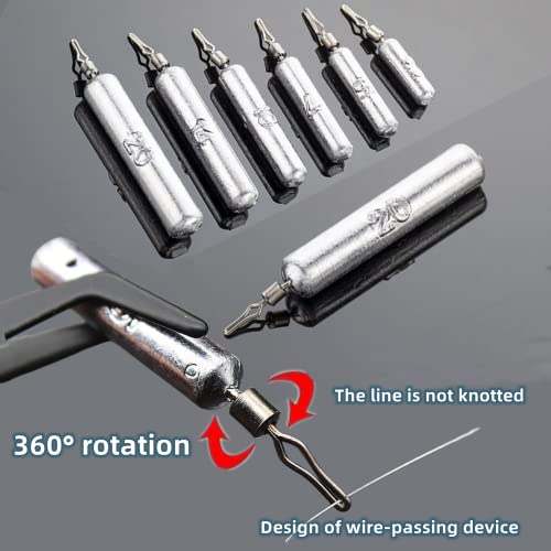 62Pcs/Box Lead Drop Shot Weights Kit (3/4oz, 1/2oz,1/4oz.3/8oz,1/5oz.1/8oz Mixed), Pencil Shaped Drop Shot Rig, No Snag Skinny Lead Sinker, Fishing Bass Rig Cylinder Saltwater Freshwater