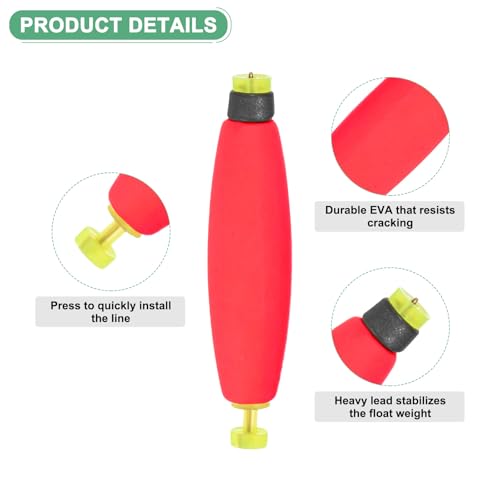 M METERXITY Pack Fishing Bobbers Floats, EVA Foam Weighted Bobbers, Clip-on Floats Slip Corks Floaters Strong Buoys - color: Red, size: 3" Length