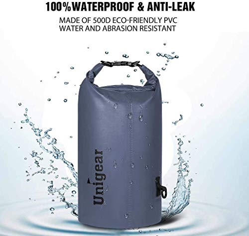 Unigear Dry Bag Waterproof, 2L/5L/10L/20L/30L/40L Floating and Lightweight Bags for Kayaking, Boating, Fishing, Swimming and Camping with Waterproof Phone Case - color: Grey, size: 30L