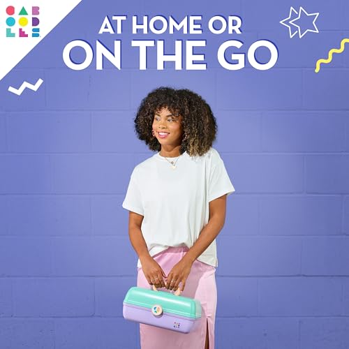 Caboodles On-The-Go Girl Makeup Box, Two-Tone Lilac on Cobalt, Hard Plastic Makeup Organizer Box, Built-In Mirror, Secure Latch for Safe Travel, Spacious Storage for Large Items - color: Lilac
