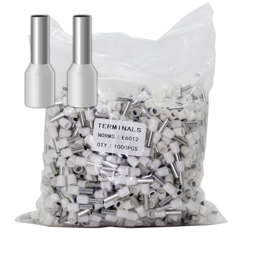 Fidioto 1000pcs AWG10 Terminal Connector Wire Insulated Cord Pin Ends Terminals for Electric, Industrial, Chemical Industry, Power Control System, etc. (10WAG-1000PCS-White) - color: White, size: 10AWG